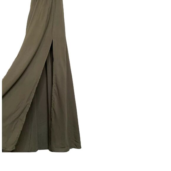 Tobi Army Green Halter Neck Side Slit Cut Out Back Full Length Maxi Dress sz Xs - Picture 10 of 10